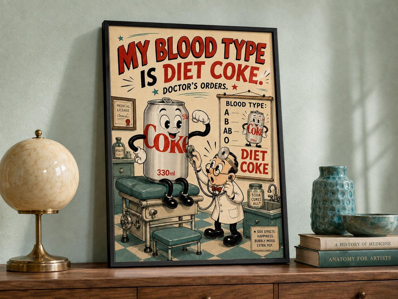 My Blood Type Is Diet Coke Retro Print