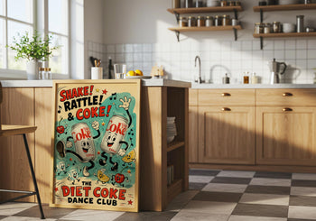 Diet Coke Dance Club Print | Retro Rubber Hose Cartoon Kitchen Art