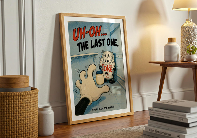 Funny Retro Kitchen Poster | Rubber Hose Cartoon Wall Art | Coke Lover Gift