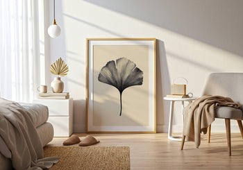 Japandi Ginkgo Leaf Print: Minimalist Botanical Wall Art