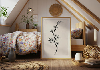 Japandi Cherry Blossom Print: Minimalist Zen Wall Art