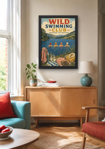 Wild Swimming Club Print | Lake District Cold Water Swimmers (Vintage Style)