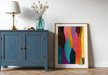 Yayoi Kusama Inspired Art Print: Abstract Polka Dot Japanese Wall Art