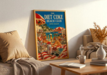Diet Coke Beach Club Poster | Retro French Riviera Art Print