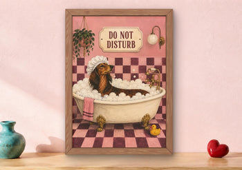 Dachshund Bathroom Art, Sausage Dog Print, Funny Dog Poster, Pink Decor