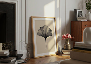 Japandi Ginkgo Leaf Print: Minimalist Botanical Wall Art