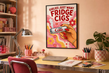 Retro Diet Coke Poster, Funny Fridge Cigarette Wall Art, 70s Kitchen Print, Dopamine Decor