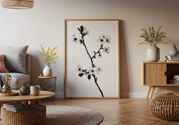 Japandi Cherry Blossom Print: Minimalist Zen Wall Art