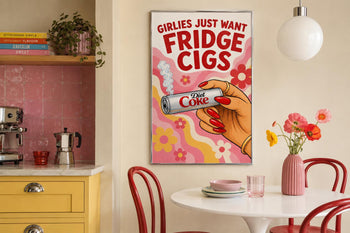 Retro Diet Coke Poster, Funny Fridge Cigarette Wall Art, 70s Kitchen Print, Dopamine Decor