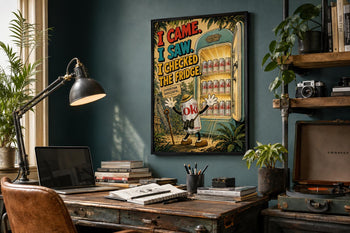 I Came I Saw Checked Fridge Print | Retro Diet Coke Kitchen Poster