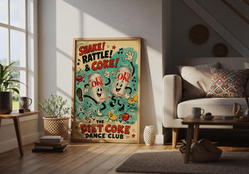 Diet Coke Dance Club Print | Retro Rubber Hose Cartoon Kitchen Art