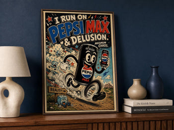 Retro Pepsi Max Poster | Colourful Soda Art Print, Kitchen Wall Decor