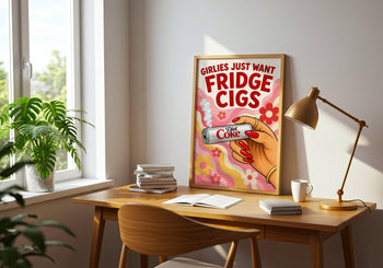 Retro Diet Coke Poster, Funny Fridge Cigarette Wall Art, 70s Kitchen Print, Dopamine Decor