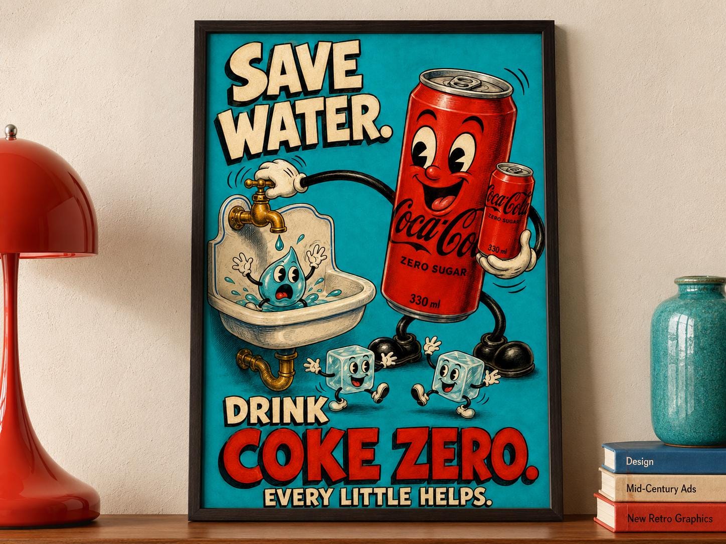 Coke Zero Poster: Retro Kitchen Art Print