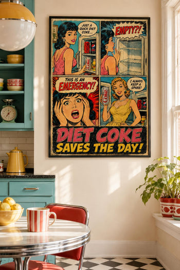 Retro Diet Coke Comic Poster | Vintage Soda Pop Art Print
