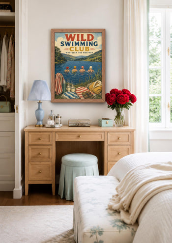 Wild Swimming Club Print | Lake District Cold Water Swimmers (Vintage Style)