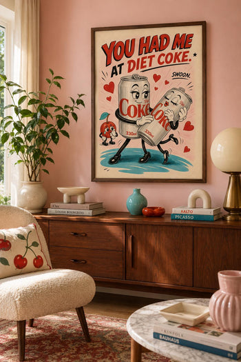 Retro Diet Coke Cartoon Art Print | Colourful Kitchen Wall Decor