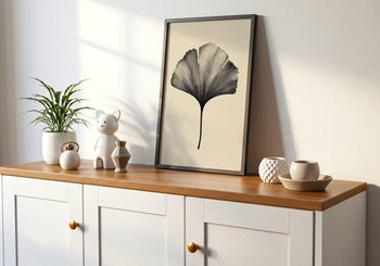 Japandi Ginkgo Leaf Print: Minimalist Botanical Wall Art