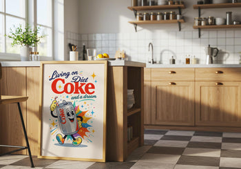 Retro Diet Coke Poster | Colourful Soda Art Print, Kitchen Wall Decor