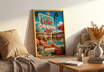 Diet Coke Motel Poster | Retro Palm Springs Poolside Art Print