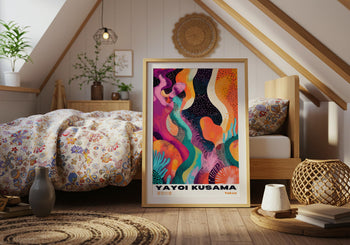 Yayoi Kusama Inspired Polka Dot Art Print: Vibrant Japanese Wall Decor