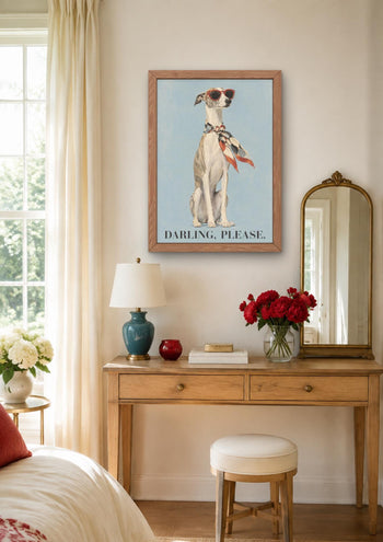 Whippet Art Print, Fashion Greyhound Wall Art, Darling Please Dog Poster