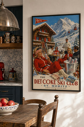 Diet Coke Ski Club Print | Retro St Moritz Alpine Wall Art