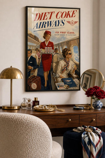 Diet Coke Airways Retro Travel Poster | Vintage First Class Airline Art