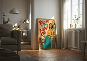 Diet Coke Fridge Cig Print | Retro Pin Up Kitchen Wall Art (Maximalist Decor)
