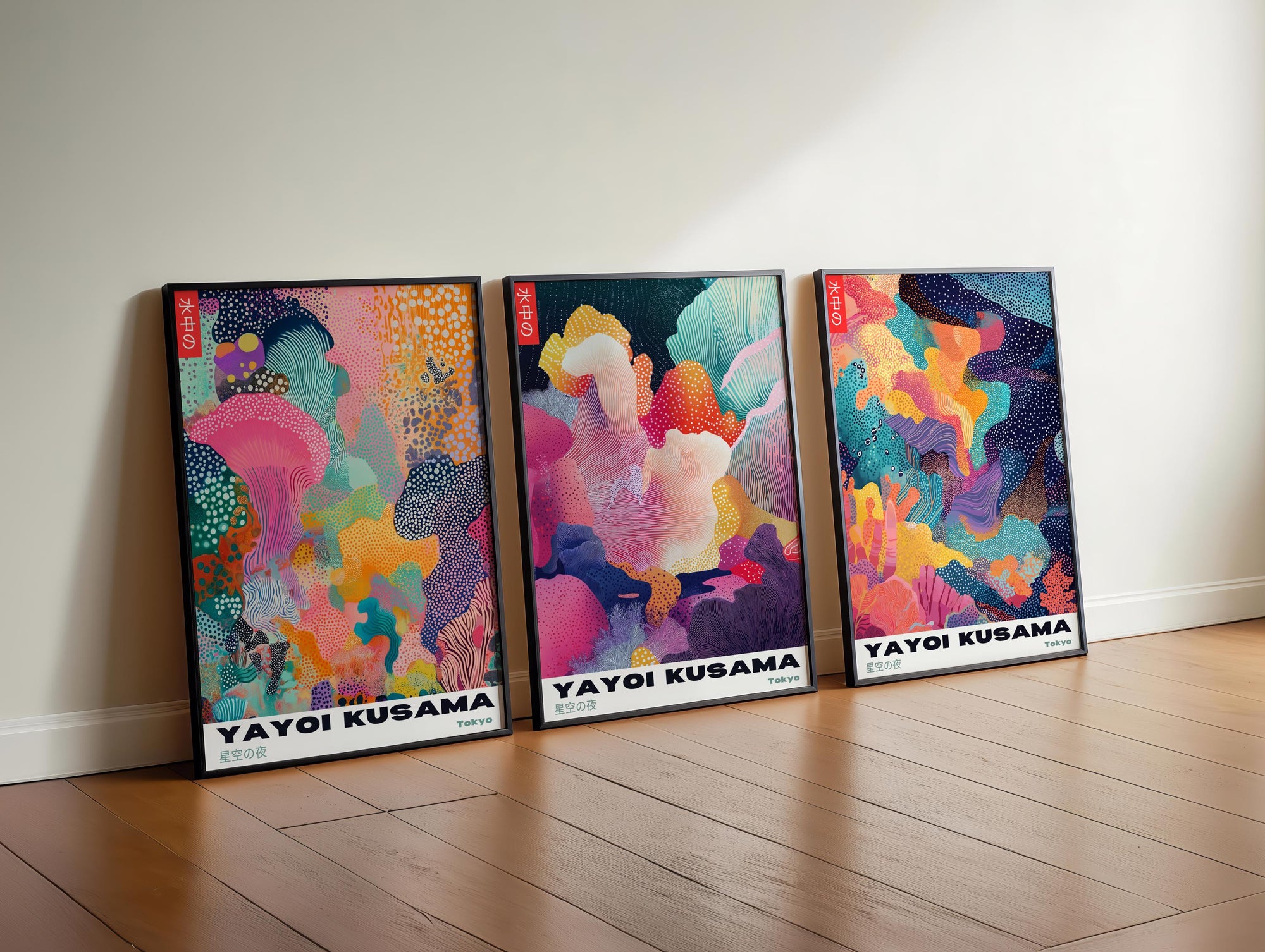 Yayoi Kusama Poster Set: Psychedelic Japanese Wall Art, Set of 3
