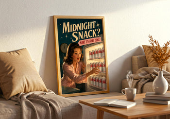 Retro Diet Coke Fridge Print | Midnight Snack Poster, Vintage Kitchen Art