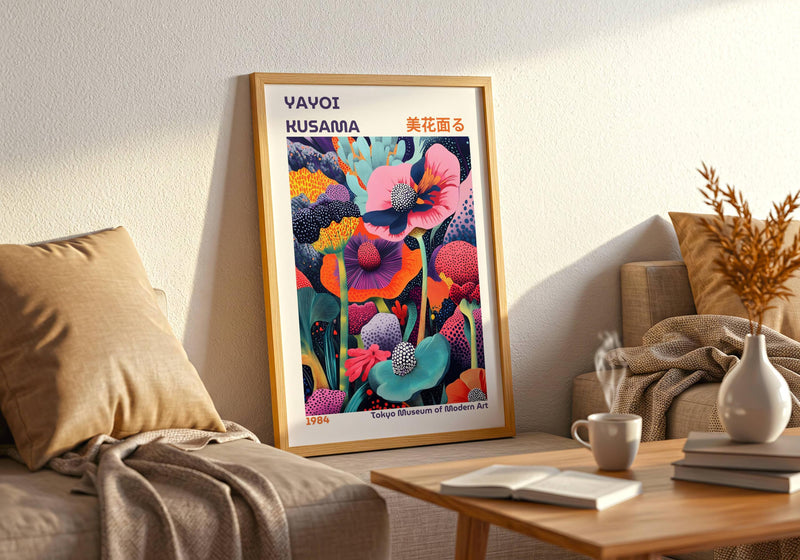 Yayoi Kusama Flower Poster: Colorful Japanese Art Print