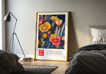 Japanese Floral Poster: Vibrant Botanical Garden Wall Art