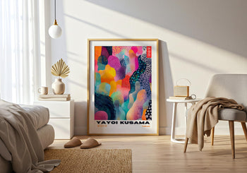 Yayoi Kusama Exhibition Poster: Colorful Abstract Polka Dot Print