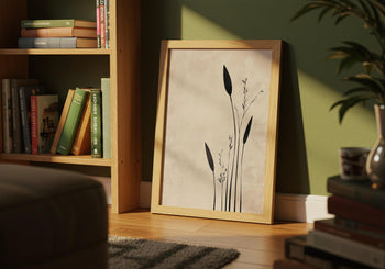 Japandi Wall Art: Minimalist Bamboo Ink Print, Zen Home Decor