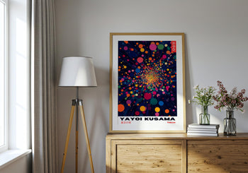Yayoi Kusama Poster: Colourful Abstract Dot Art, Japanese Print