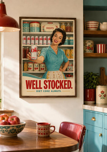 Retro Diet Coke Print | 1950s Kitchen Wall Art, Pantry Decor