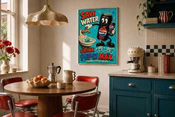 Retro Pepsi Max Poster | Colourful Soda Art Print, Kitchen Wall Decor