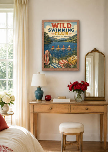 Wild Swimming Club Print | Lake District Cold Water Swimmers (Vintage Style)