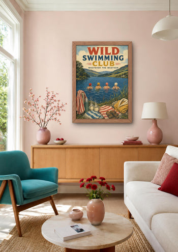 Wild Swimming Club Print | Lake District Cold Water Swimmers (Vintage Style)