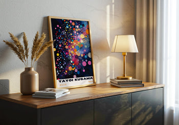 Yayoi Kusama Poster: Colourful Abstract Dot Art, Japanese Print