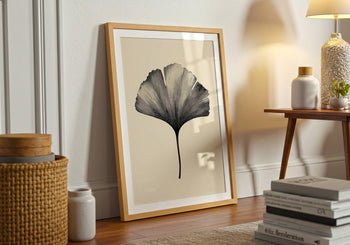 Japandi Ginkgo Leaf Print: Minimalist Botanical Wall Art