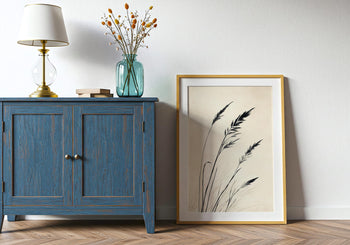 Japandi Grass Print: Minimalist Botanical Ink Wall Art