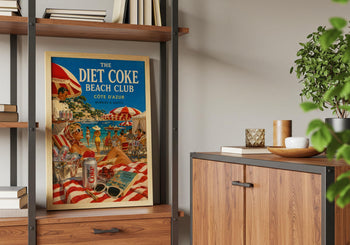 Diet Coke Beach Club Poster | Retro French Riviera Art Print