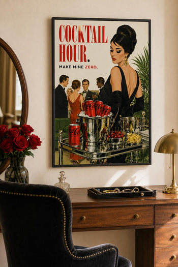 Cocktail Hour Coke Zero Print | Retro Glamour Bar Cart Wall Art