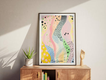 Yayoi Kusama Inspired Art Print: Pastel Polka Dot Abstract, Modern Japanese Style