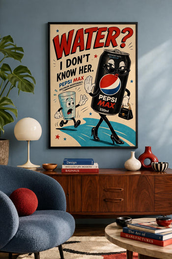 Retro Pepsi Max Poster | Colourful Soda Art Print, Kitchen Wall Decor