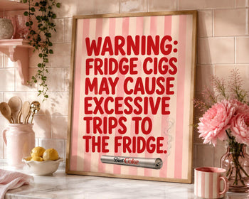 Diet Coke Fridge Cigs Print | Retro Girly Kitchen Wall Art