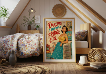 Diet Coke Fridge Cig Print | Retro Pin Up Kitchen Wall Art (Maximalist Decor)