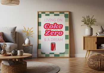 Coke Zero Poster: Retro Pastel Kitchen Art Print